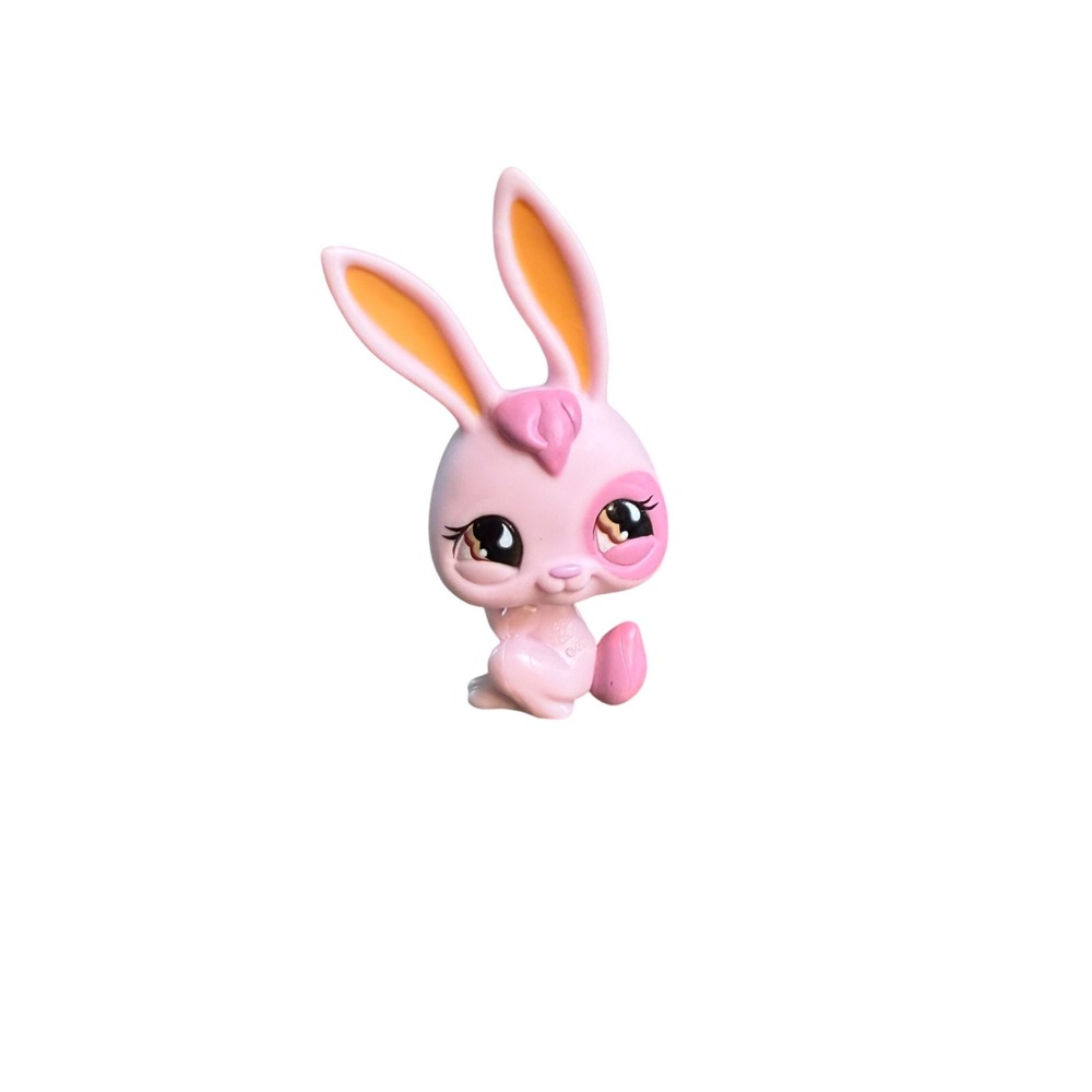 Littlest Pet Shop Pink Bunny Rabbit Figure with Pink Eye Patch and Peach Ears
